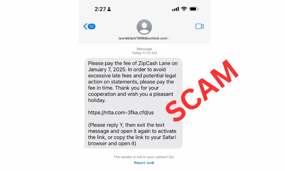 ZipCash Lane Text Scam