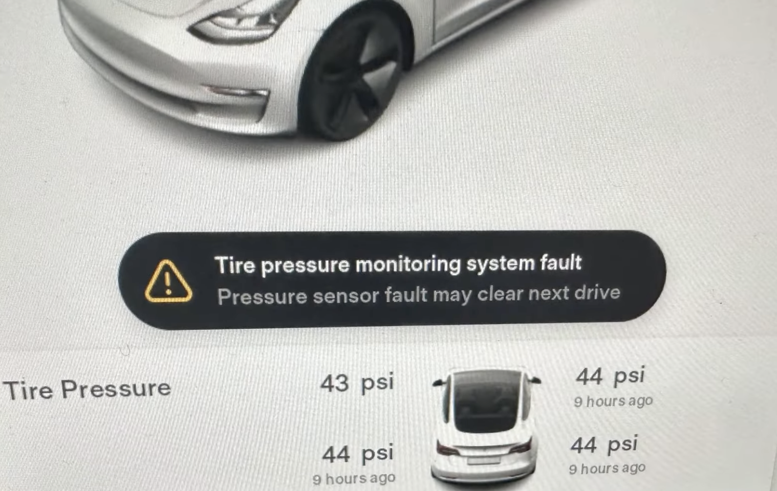 Tesla Tire Pressure Monitoring System Fault